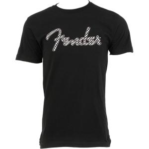 imageFender Spaghetti Logo Wavy Checker TShirt 100 Cotton Pink Checker SLarge