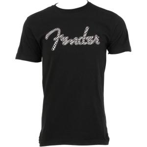 imageFender Spaghetti Logo Wavy Checker TShirt 100 Cotton Pink Checker SSmall