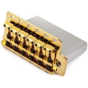 imageFender VintageStyle Strat Bridge Assembly with 2316Inch Spacing  Gold
