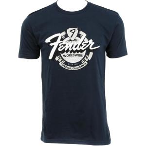 imageFender World Wide TShirt 100 Cotton Vintage Navy SMedium