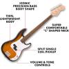 imageFender Squier Debut Series Precision Bass Guitar Beginner Guitar with 2Year Warranty Includes Free Lessons Black with Matte Finish2Color Sunburst