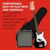 imageSquier by Fender Bass Guitar Kit with 2Year Warranty Laurel Fingerboard Black Poplar Body Includes Rumble 15G Amp Padded Guitar Bag Cable Guitar Strap and More