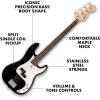 imageSquier by Fender Bass Guitar Kit with 2Year Warranty Laurel Fingerboard Black Poplar Body Includes Rumble 15G Amp Padded Guitar Bag Cable Guitar Strap and More