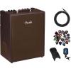 imageFender Acoustic 100 1x8 100W Acoustic Guitar Amplifier Bundle with Instrument Cable Amperstand Guitar Cradle Tuner and 24Pack PicksSFX II 2 x 100W