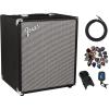 imageFender Rumble 100 V3 1X12 100W Bass Combo Amplifier Bundle with Instrument Cable Amperstand Guitar Cradle Tuner and 24Pack Picks100 V3