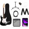 imageFender Squier Debut Series Stratocaster Electric Guitar Kit Beginner Guitar Kit with 2Year Warranty with Padded Gig Bag Frontman 10G Amp Strap and More Includes Free Lessons Black