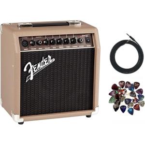 imageFender Acoustic 100 1x8 100W Acoustic Guitar Amplifier Bundle with Instrument Cable Amperstand Guitar Cradle Tuner and 24Pack PicksAcoustasonic 15