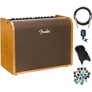 imageFender Acoustic 100 1x8 100W Acoustic Guitar Amplifier Bundle with Instrument Cable Amperstand Guitar Cradle Tuner and 24Pack PicksAcoustic 100 1x8
