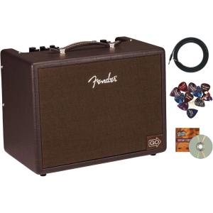 imageFender Acoustic 100 1x8 100W Acoustic Guitar Amplifier Bundle with Instrument Cable Amperstand Guitar Cradle Tuner and 24Pack PicksAcoustic Junior Go 100W