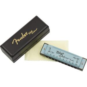 imageFender Blues Deluxe Harmonica Stocking Stuffers Guitar Accessories Key of C 10 Holes Includes Hard Plastic Carrying Case Daphne Blue