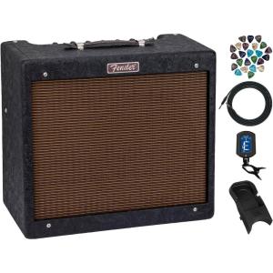 imageFender Blues Junior Guitar Amplifier  Lacquered Tweed Bundle with Instrument Cable Amperstand Guitar Cradle Tuner and Austin Bazaar Exclusive 24Pack PicksBundle w Amperstand Guitar Cradle