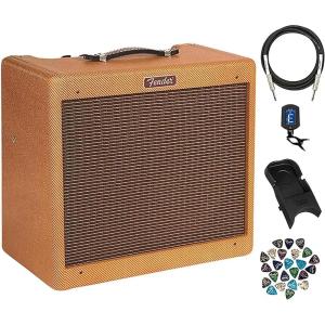 imageFender Blues Junior Guitar Amplifier  Lacquered Tweed Bundle with Instrument Cable Amperstand Guitar Cradle Tuner and Austin Bazaar Exclusive 24Pack PicksBundle w Cable