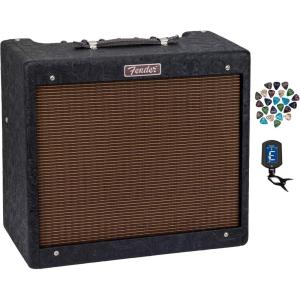 imageFender Blues Junior Guitar Amplifier  Lacquered Tweed Bundle with Instrument Cable Amperstand Guitar Cradle Tuner and Austin Bazaar Exclusive 24Pack PicksBundle w Tuner