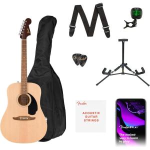 imageFender California Debut Redondo Series Acoustic Guitar Pack Beginner Guitar 2Year Warranty Includes Gig Bag Stand and More Natural