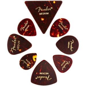 imageFender Classic Celluloid Guitar Picks Shape Medley Guitar Accessories Tortoise Shell Medium 8PackTortoise Shell