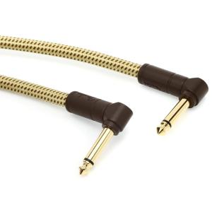 imageFender Deluxe Series Instrument Cable 1 FootAngleAngle TweedBlack Tweed