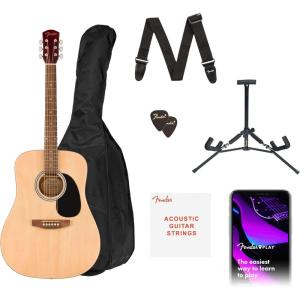 imageFender FA25N 34 Size Nylon String Acoustic Guitar Beginner Guitar with 2Year Warranty Perfect Beginner Guitar for Kids that is Easy on Fingers Includes 3 Months of Free Lessons NaturalPack