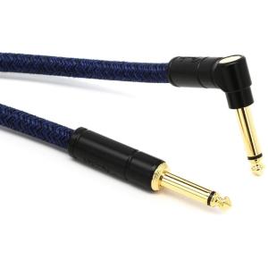 imageFender Festival Hemp Straight to Right Angle Instrument Cable Guitar Cable Guitar Accessories 10 foot Brown StripeBlue Dream