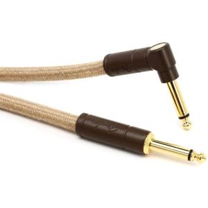 imageFender Festival Hemp Straight to Right Angle Instrument Cable Guitar Cable Guitar Accessories 10 foot Brown StripeNatural