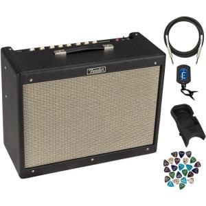 imageFender Hot Rod Deluxe IV Guitar Amplifier Black Bundle with Instrument Cable Amperstand Guitar Cradle Tuner and Austin Bazaar Exclusive 24Pack PicksBundle w Cable