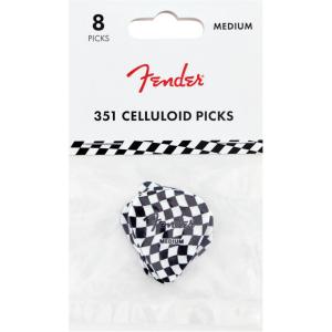 imageFender Premium Celluloid Guitar Picks 351 Shape Guitar Accessories Green Moto Medium 12PackCheckerboard