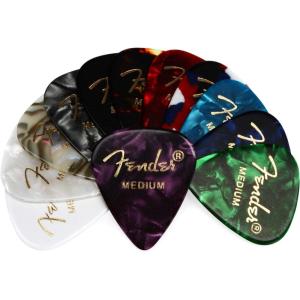 imageFender Premium Celluloid Guitar Picks 351 Shape Guitar Accessories Green Moto Medium 12PackColor Medley
