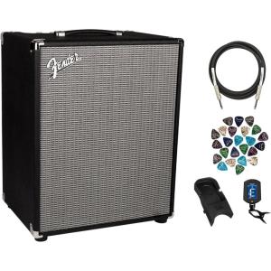 imageFender Rumble 100 V3 1X12 100W Bass Combo Amplifier Bundle with Instrument Cable Amperstand Guitar Cradle Tuner and 24Pack Picks200 V3