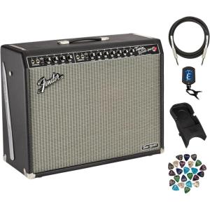 imageFender Tone Master Twin Reverb Guitar Amplifier Bundle with Instrument Cable Amperstand Guitar Cradle Tuner and Austin Bazaar Exclusive 24Pack Picks