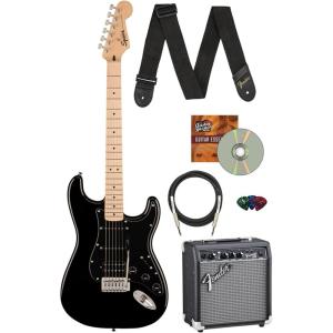 imageSquire Sonic Stratocaster Electric Guitar Tahitian Coral Maple Fingerboard White PickguardHSS  Black