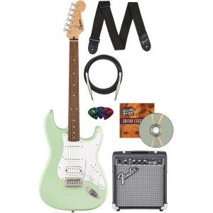imageSquire Sonic Stratocaster Electric Guitar Tahitian Coral Maple Fingerboard White PickguardSurf Green
