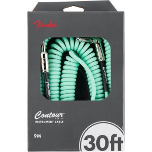 imageFender Contour Coiled Instrument Cable Guitar Accessories StraightAngle Seafoam Green 30 ftSeafoam Green